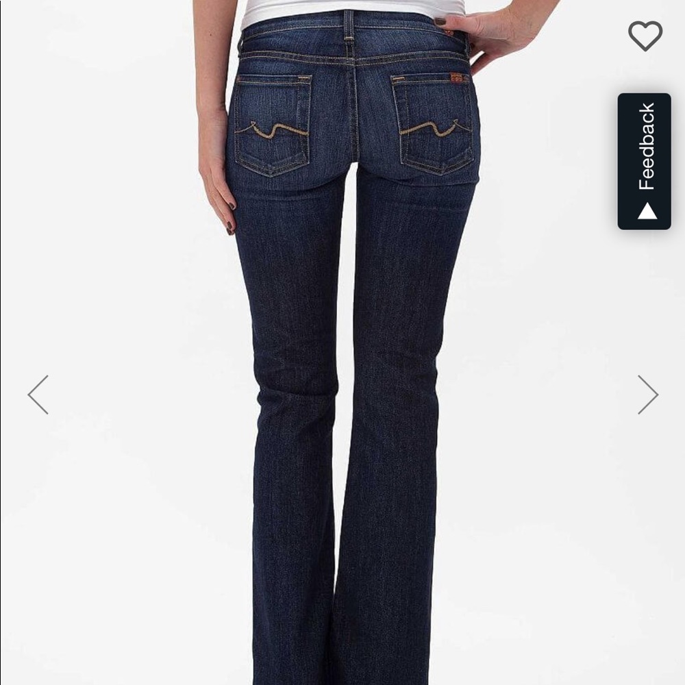 7 for all Mankind Mid-Rise Dark Wash Denim Bootcut Blue Jeans Long Size 30 US 10